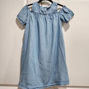 Girl's Gap Kids - XL - Denim Chambray Cold Shoulder Dress Light Blue
